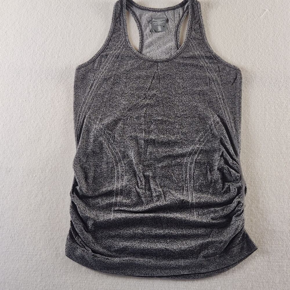 Athleta Heather Gray Racerback Tank Ruched Sides Women’s Size Large